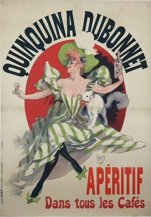 Quinquina Dubonnet Aperitif Original 1895 French Vintage Poster.