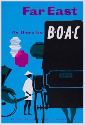 Far East B.O.A.C vintage travel poster