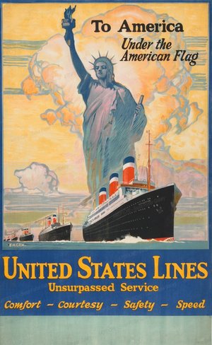 To America - under the American Flag - UNITED STATES LINES - SS Leviathan