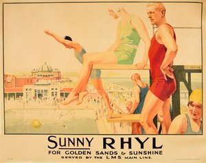 Sunny Rhyl For Golden Sands & Sunshine LMS Railway (1930s) 