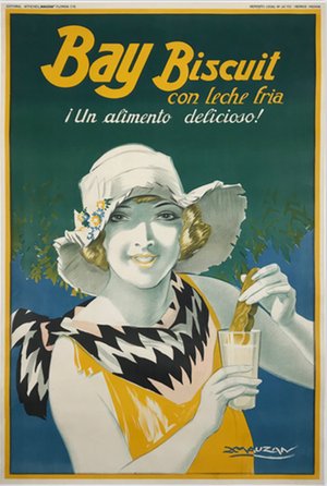 Bay Biscuit Con Leche Fria Original 1937 Buenos Aires Vintage Poster.