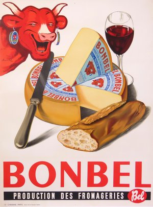 Bonbel Cheese - La Vache Qui Rit Original Vintage Cheese Poster