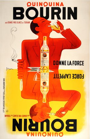 Original Vintage Bourin Quinquina Liquor Poster