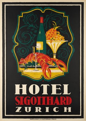 Hotel St.Gotthard - Zürich (1917), lithography on stone