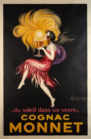 Cognac Monnet, du soleil dans un verre (1927), lithography on stone