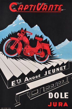 Captivante [Jeunet Motorcycle] c1955. Colour screenprint, 79.2 x 55.2cm