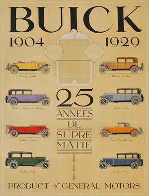 Buick 1904–1929. Product Of General Motors c1929. Colour lithograph, 102.5 x 75.8cm
