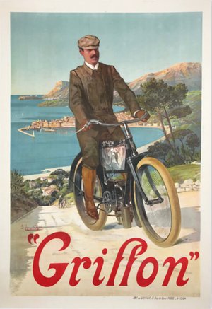 Griffon Motorcycles Original 1904 French Vintage Poster