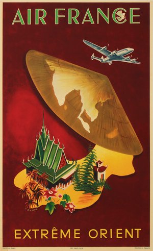 Original Vintage Air France Extreme Orient Poster by Dumas 1950