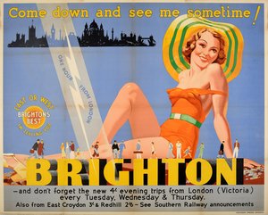 Brighton Come Down And See Me Sometime! (1930s) Southern Railway Poster 