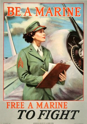 Original Vintage WWII Be A Marine Free a Marine to Fight Poster c1943 USMC