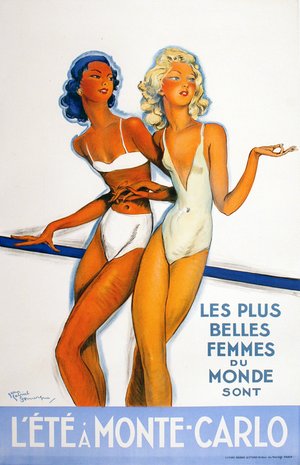 Original Vintage Travel Poster L'Ete a Monte Carlo French Riviera