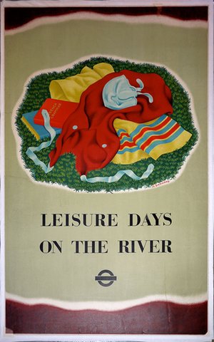 MARGARET BARNARD 1930s original  London Transport poster, featuring swimwear and leisure ware of the period.