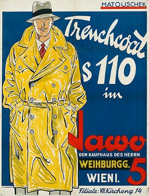 Trench coat for 110 shillings on sale at Jawo, the men's department stores', Vienna