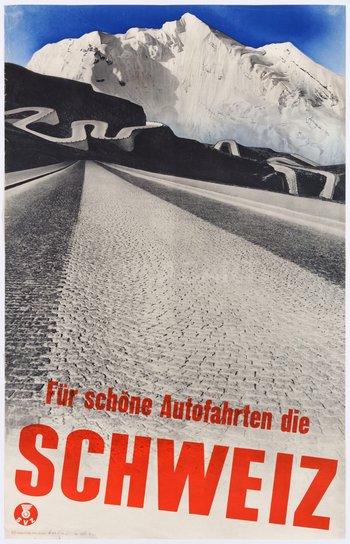 Iconic Original Swiss Vintage Travel Poster For Scenic Road Trips Switzerland 1935
