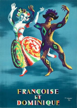 Francoise Et Dominique Original 1954 Vintage Poster French Dance Theater Advertisement.