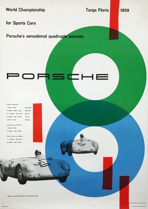 Porsche Targa Florio 1959 World Championship Original German Vintage Poster.