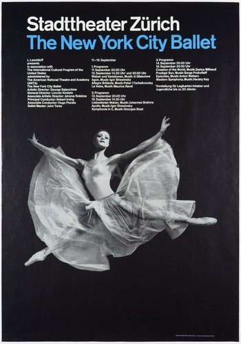 Original Vintage Poster Muller Brockmannm New York City Ballet Zurich 1962 PLACART