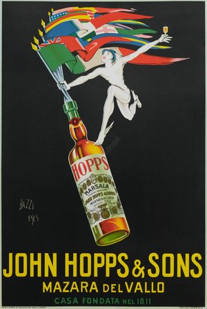 Italian Early 20th Century Wine & Spirits Poster ‘John Hopps & Sons’ by Bazzi, 1923