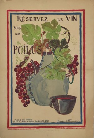 Reservez Le Vin Pour Nos Poilus Original 1917 French Student Conservation Campaign Poster.