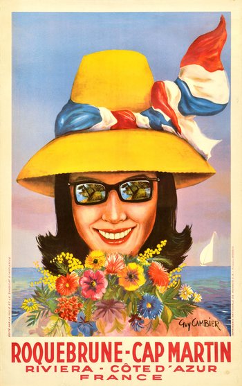 AntikBar Original Vintage Posters Roquebrune Cap Martin Riviera Cote d'Azur France 1950s