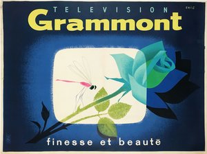 Television Grammont Original 1958 Vintage Poster French Electronics Advertisement.