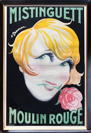 French Vintage Poster ‘Mistinguett | Moulin Rouge’ by Gesmar, 1926 (Framed as is)