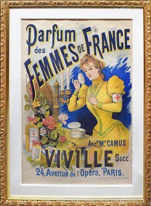 French Vintage Poster ‘Parfum De France’ by M.M.M., 1980’s (Framed as is)