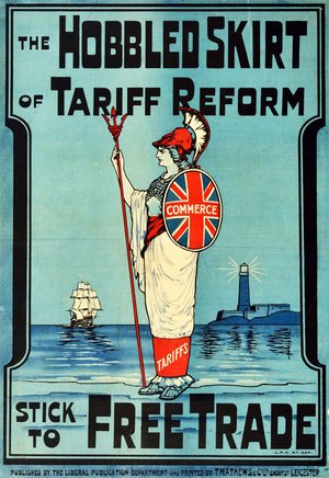 The Hobbled Skirt of Tariff Reform Stick to Free Trade (1900s) Liberal Party