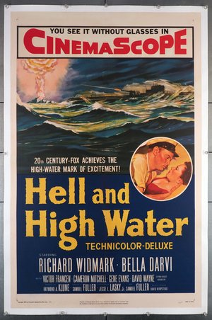 HELL AND HIGH WATER (1954) 27X41 Linen Backed 