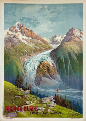 Mer De Glace Mont Blanc Savoie Original 1896 Vintage Poster French Stone Lithograph Railway Travel Advertisement