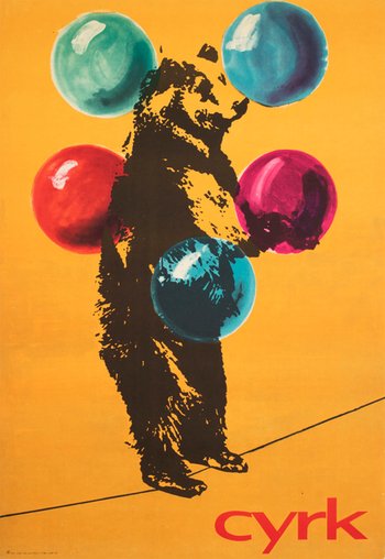 Cyrk-Juggling-Tightrope-Bear-1971-Polish-B1-Circus-Poster_zz