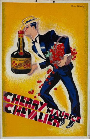 Cherry Maurice Chevalier Brandy Store Display on Carton - Circa 1930