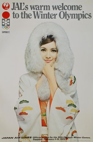 JAL’s Warm Welcome To The Winter Olympics-1971. Colour process lithograph, 100 x 63.2cm.