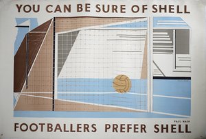 rare original Paul Nash poster for Shell 'Footballers Prefer Shell'