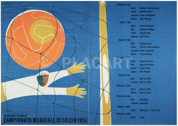 Swiss Original Vintage Sports Poster 1954 FIFA World Cup Weiskonig