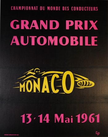 AntikBar Original Vintage Posters Grand Prix Monaco 1961 Motorsport Poster