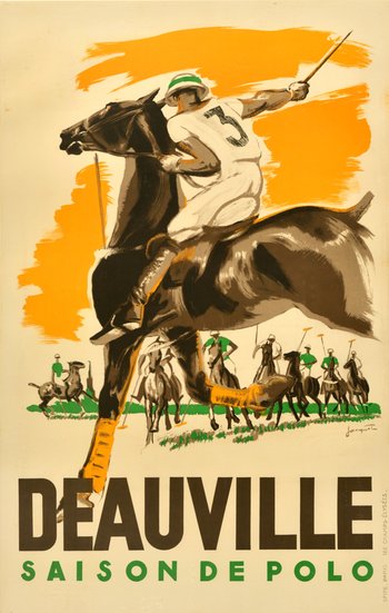 AntikBar Original Vintage Posters Deauville Polo Season 1938 Equestrian Poster Art