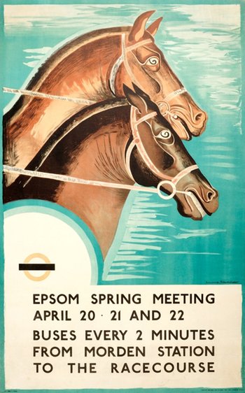 AntikBar Original Vintage Posters London Transport Spring Meeting Horse Event