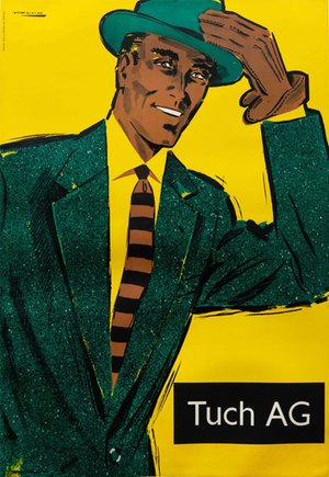 Swiss Men’s Fashion Store Poster ‘Tuch AG’  c.1956