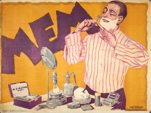 Austrian Men’s Shaving Cream Advertising Poster ‘MEM’  c.1920