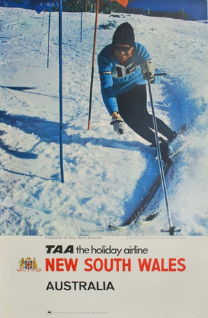 Professional Ski Race, Mount Kosciusko. TAA, The Holiday Airline