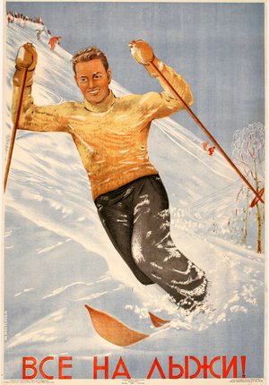 Original Vintage Russian Ski Poster