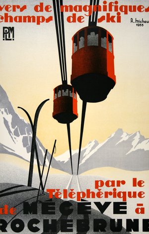 Original Rare Megeve Rochbrune Ski Poster
