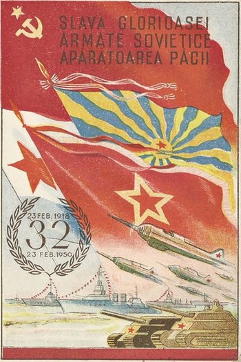 1950 poster WE BOW BEFORE THE SOVIET ARMY - DEFENDER OF PEACE